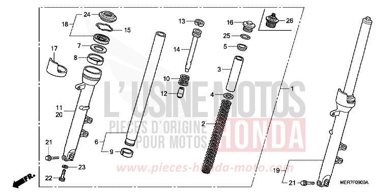 GABEL, VORNE von CBF600S ABS EMERGENCY RED METALLIC (R311) von 2006